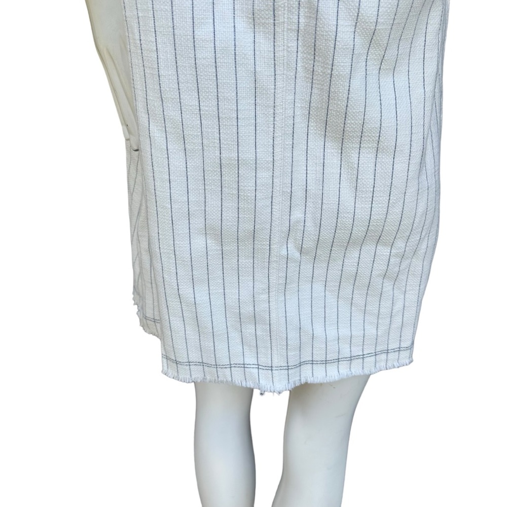 T By Alexander Wang High Neck White & Navy Striped Raw Hem Mini Dress Size 2 - Picture 10 of 13
